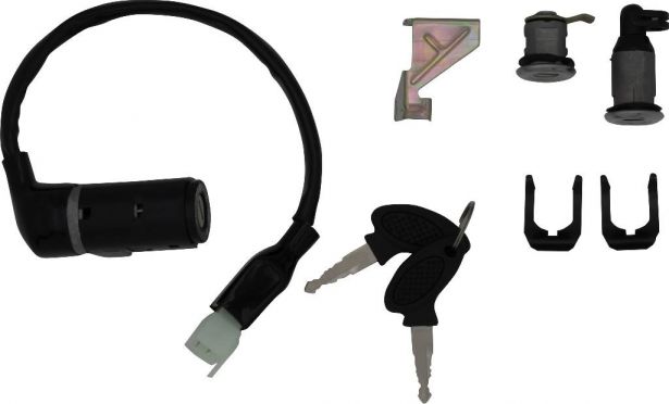 Ignition Key Switch - 5 pin Male, Metal, Steering Lock, Scooter - 10A4296 - PBC2302F1