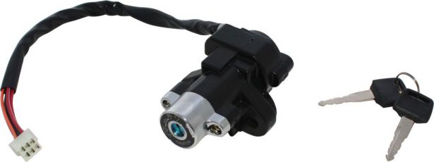 Ignition Key Switch - 6 Wire, 6 pin Male, Metal, Steering Lock, Scooter, GY6 - 10A4256 - PBC2136F1