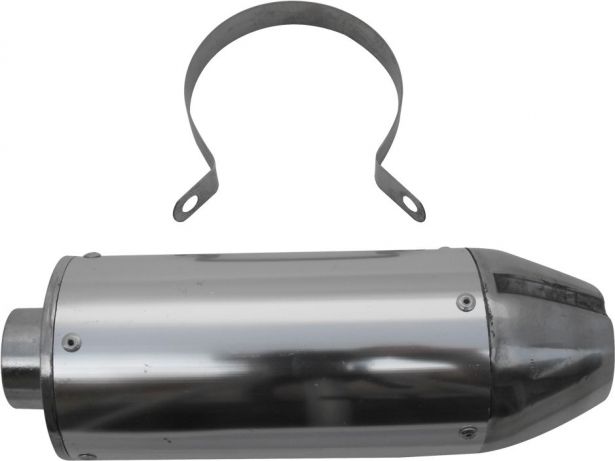 Muffler - Performance CNC, With Mounting Bracket, Chrome - PBCMFL50F1