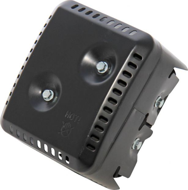 Muffler - Honda Style 5.5HP / 6.5HP (GX160, GX200) Muffler with Shield - MFL5140BK - PBC2437F1