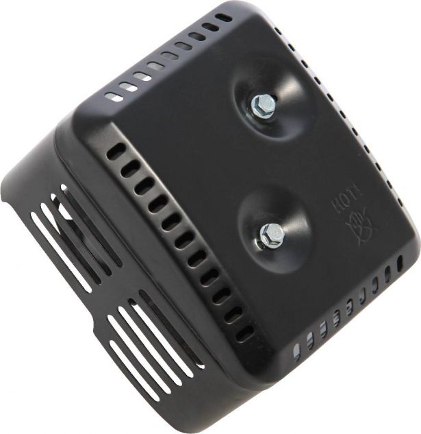 Muffler - Honda Style 5.5HP / 6.5HP (GX160, GX200) Muffler with Shield - MFL5140BK - PBC2437F1