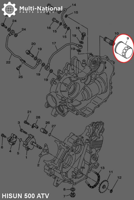 Oil Filter - Hisun, 400-700cc, ATV/UTV - 21A0400 - PBC2588F1