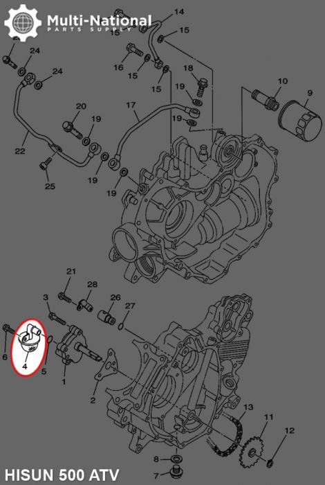 Oil Filter Screen - ATV, Hisun, 500-700cc - 20A5940 - PBC2488F1