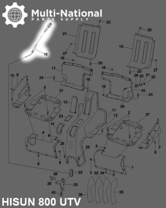 Parking Brake Cable - M8, 400cc, 500cc, 700cc, 800cc Hisun - CBL3950 - PBC895F1