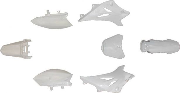 Plastic Set - 50cc, Dirt Bike, White, Yamaha, TTR50 Profile (7pcs) - 70D7130WT - PBC560F1