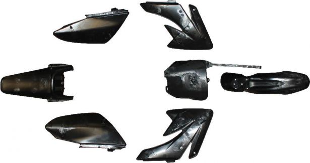 Plastic Set - 70cc, Dirt Bike, Black, Honda, CRF 70 Profile (7pcs) - 70D7150BK - PBC561F1