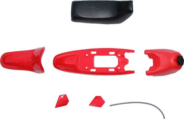 Plastic Set - PW50, Yamaha, Red (7 pcs) - 70D7125RD - PBC523F1