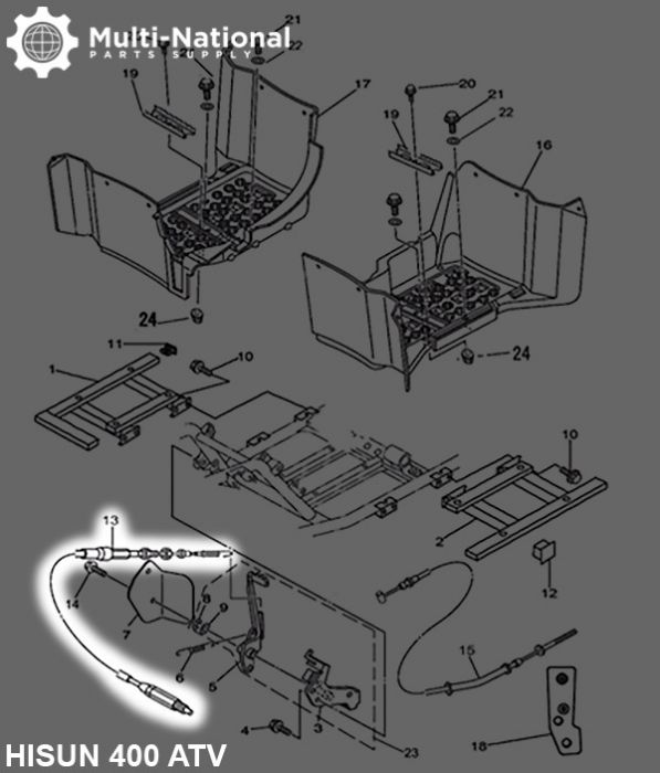 Reverse Cable Assembley - 87cm, 400cc, 500cc, 700cc, 800cc Hisun - CBL4940 - PBC918F1