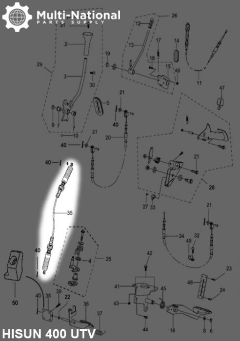 Shift Cable - M16, 297cm, 400cc, 500cc, 700cc, 800cc Hisun - CBL8040 - PBC873F1