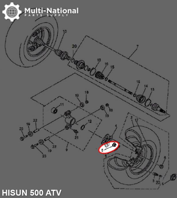 Slotted Nut - Castle Nut, M22-1.5, Hisun, 500-800cc, ATV/UTV (1pc) - HWN4622 - PBC2917F1