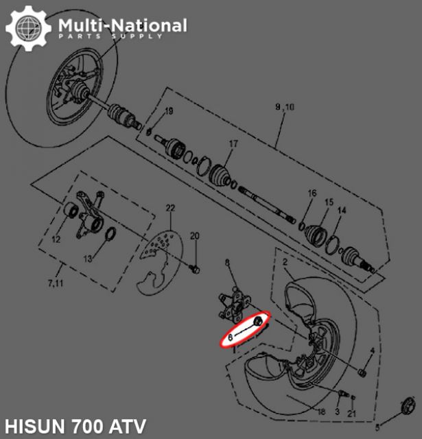 Slotted Nut - Castle Nut, M22-1.5, Hisun, 500-800cc, ATV/UTV (1pc) - HWN4622 - PBC2917F1