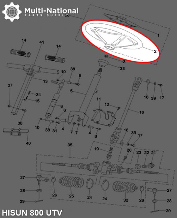 Steering Wheel - 400cc, 800cc, UTV, Hisun - 70A1540 - PBC541F1