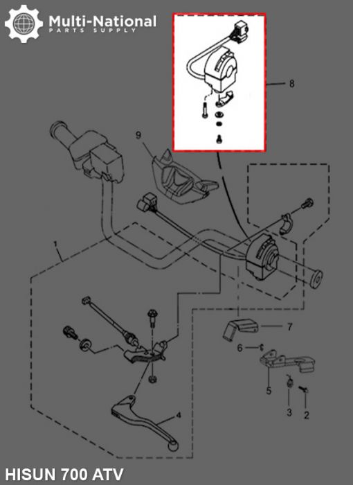 Switch - Left Switch Assy, ATV, Hisun, 500-800cc - 10A8180 - PBC2235F1