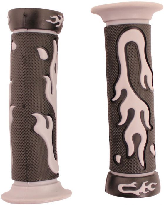 Throttle Grips - Flames, Gray - 70D1830GY - PBC2704F1