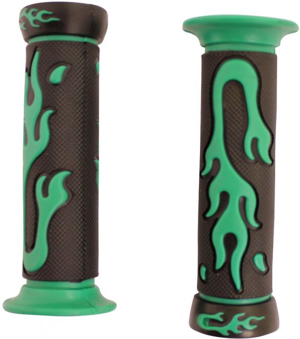 Throttle Grips - Flames, Green - 70D1830GN - PBC2780F1