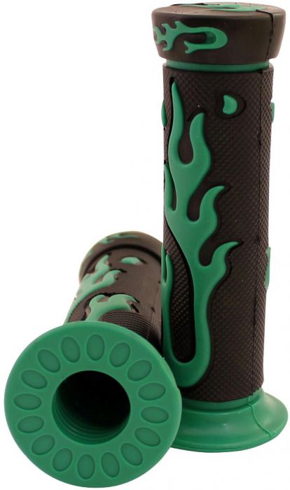 Throttle Grips - Flames, Green - 70D1830GN - PBC2780F1