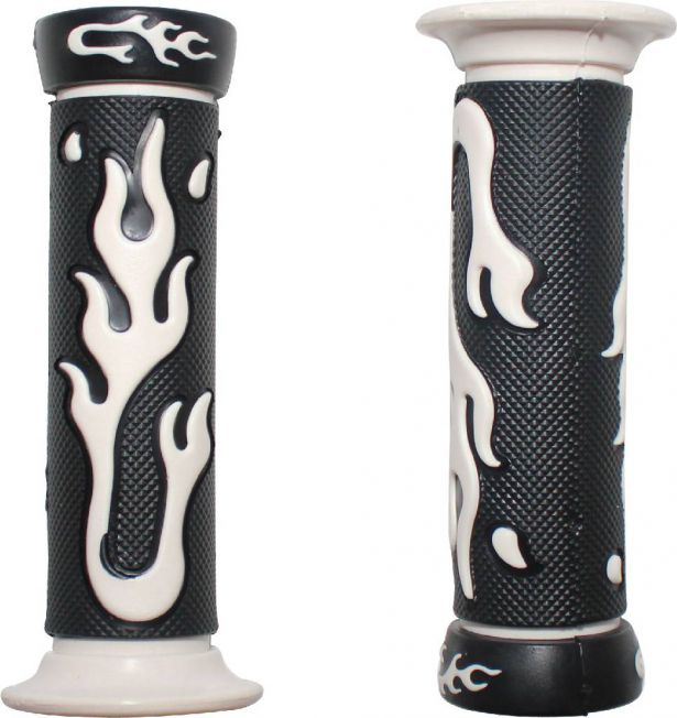 Throttle Grips - Flames, White - 70D1830WT - PBC2760F1