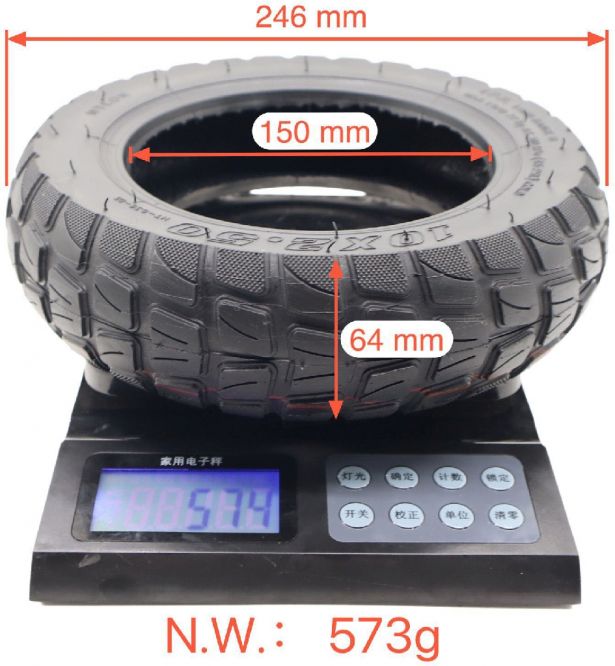 Tire - 10x2.5, 60/85-6 with Valve, Offroad / Winter / Snow, High Grip Tread - PBC40K1025F1