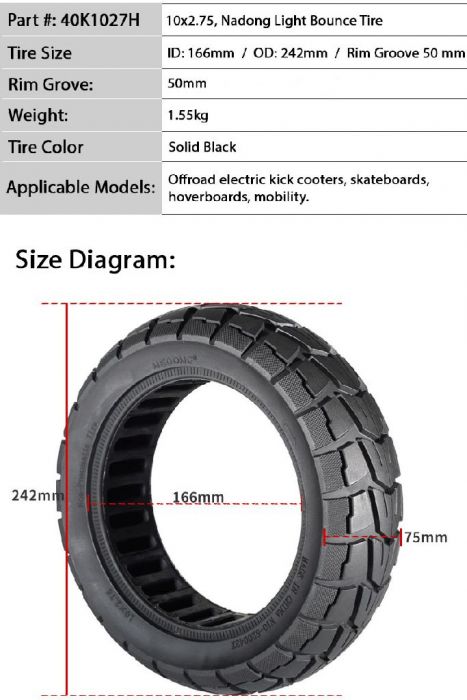 Tire - 10x2.75, Line Honeycomb, Solid, Offroad Tread, Rim Groove Width 53mm - PBC40K1F1