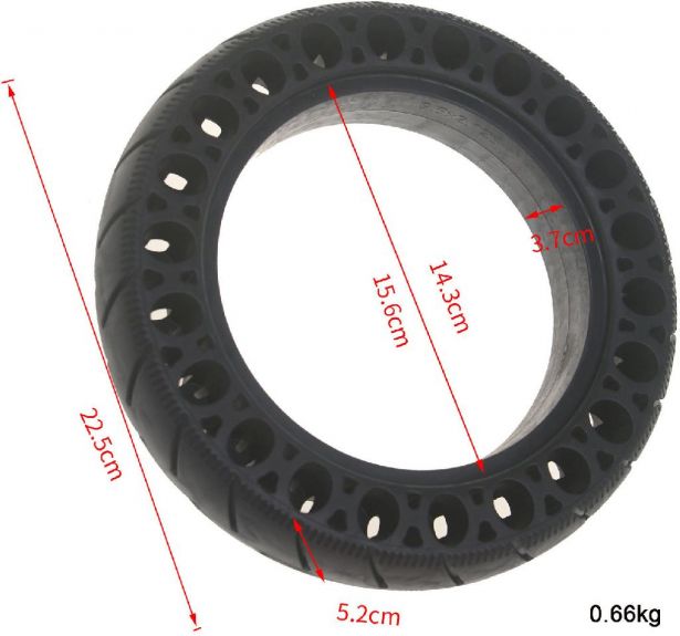 Tire - 9.5x2, Circular Honeycomb, Solid, Black - PBC40K09F1