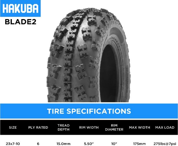 Tire - Hakuba Blade2 Offroad, 22x7-10, 4 Ply, ATV / UTV - 40A220710H - PBC4238EF1