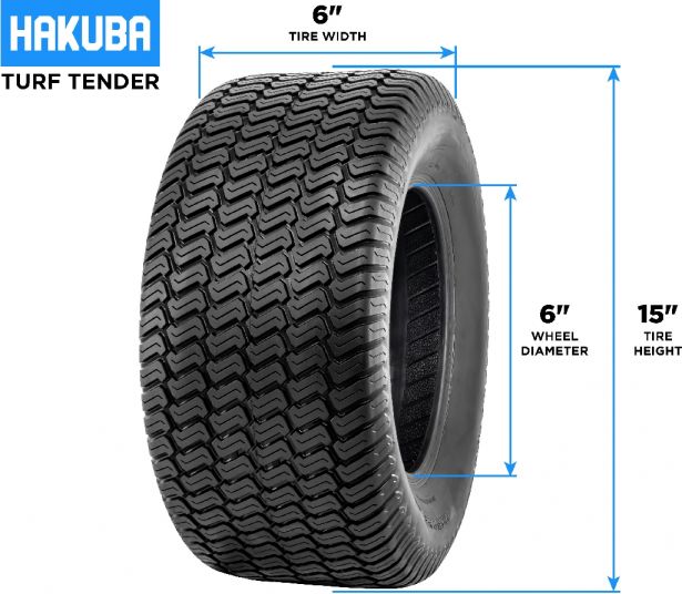Tire - Hakuba Turftender, 15x6.00-6, 4 Ply, Lawn&Garden - 40G1566H - PBC4011EF1