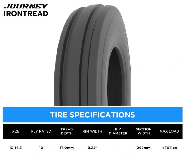 Tire - Journey FieldMaster Agricultural, 9.5L-15, 12 Ply, Tubeless - 40AG9515-1 - PBC4242EF1
