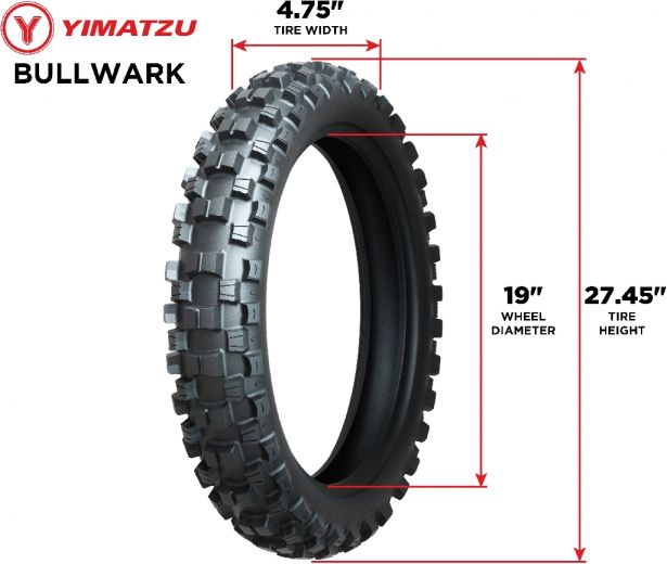Tire - Yimatzu Bulwark 110/90-19, 62M, 19 Inch, Dirt Bike/MX - 40D1911Y - PBC4070EF1