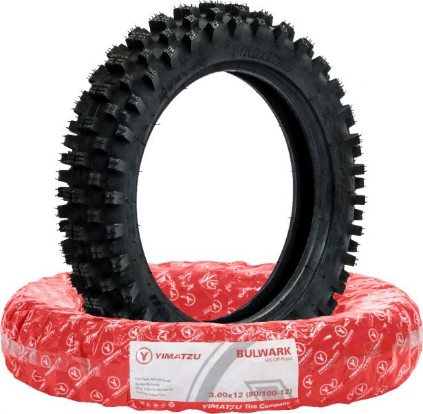 Tire - Yimatzu Bulwark 80/100-12 (3.00-12), 12 Inch, Dirt Bike/MX - 40D1230YF1