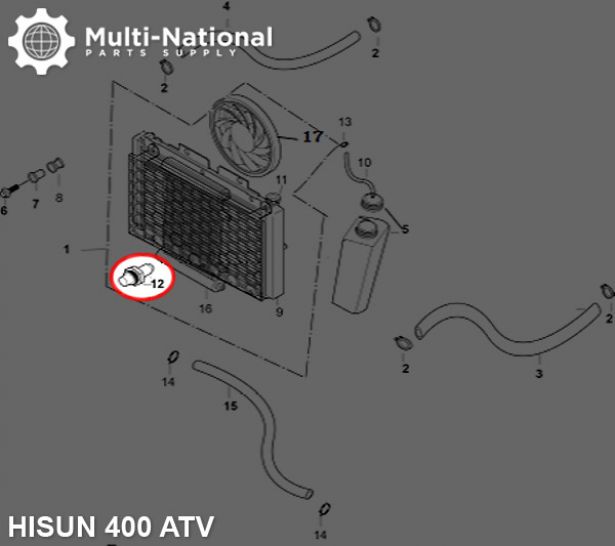 Water Temperature Sensor - ATV, Hisun, 400-800cc - 20A4340 - PBC2000F1