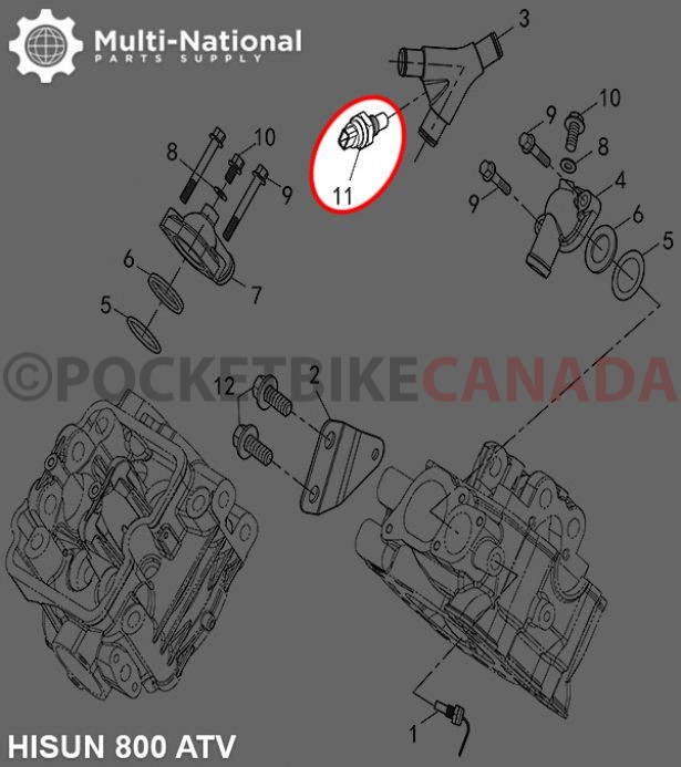 Water Temperature Sensor - Hisun, 400-800cc, ATV/UTV - 20A7440 - PBC1462F1