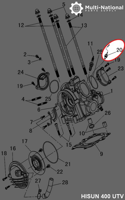 Water Temperature Warning Switch - Hisun, 400-700cc, ATV/UTV - 20A7441 - PBC1514F1