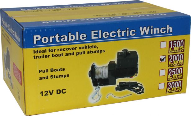 Winch - MNPS 2000 lb 12 Volt (820W / 1.1HP) Cabled Switch - PBC000-CBLF1