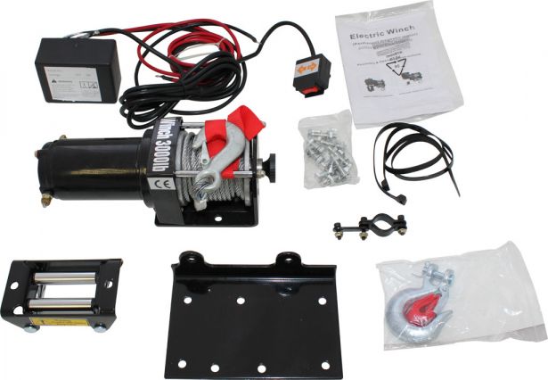 Winch - MNPS 3000 lb 12 Volt (1000W / 1.4HP) Cabled Switch - PBC000-CBLF1