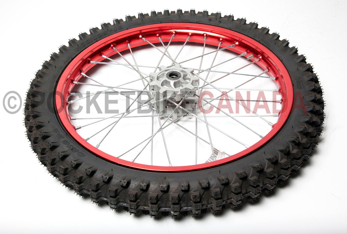 70/100-19 QD-016-003 QingDa Tire & Red Rim Chrome Spoke for DirtBike -  G2080113-PBC4180