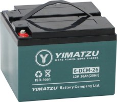 Battery - EV12026-2 / 6-DCM-26 / 6-DZM-26 / 6-FM-26, AGM, 12V 36Ah, Yimatzu, Threaded Terminals - BATEV12026-2 - PBC178EF1