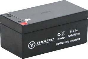 Battery - EV12034, 6FM3.4, 12V 3.4AH, Yimatzu, T1/F1 Terminals - BATEV120034T1 - PBC142EF1
