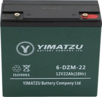 Battery - EV12220 / 6-DCM-22 / 6-DZM-22 / 6-FM-22, AGM, 12V 22Ah, Yimatzu, Threaded Terminals - BATEV12022 - PBC97EF1
