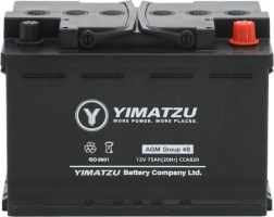 Battery - Group 48 / H6 / L3 AGM Automotive, 12V 75Ah, 820CCA, SLA, MF, Yimatzu - BATAM1248-AGM - PBC71EF1