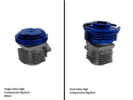 Cylinder Head Assembly - Big Bore, CNC, Dual Valve, Pocket Bike, 49cc, Air Cooled - 20P8490BU - PBC1755F1