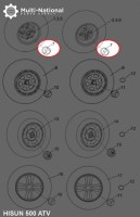 Dust Covers - Wheel Caps, ATV, Hisun, 400-800cc (1pc) - 70A4940 - PBC3450F1