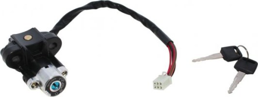 Ignition Key Switch - 6 Wire, 6 pin Male, Metal, Steering Lock, Scooter, GY6 - 10A4256 - PBC2136F1