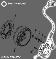 Stator - Magneto Coil, 18G, 5 Wire, 500-700cc, Hisun - 30A9389 - PBC2363F1