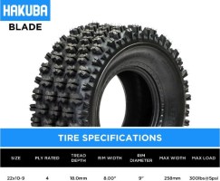 Tire - Hakuba Blade Offroad, 22x10-9, 4 Ply, ATV / UTV - 40A2209H - PBC4211EF1