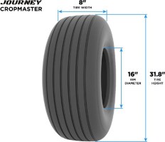 Tire - Journey CropMaster Agricultural, 7.50-16, 8 Ply, Tubeless - 40AG7516-1 - PBC3960EF1