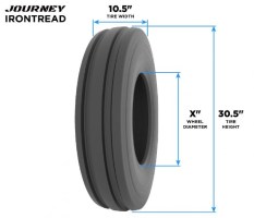 Tire - Journey FieldMaster Agricultural, 9.5L-15, 12 Ply, Tubeless - 40AG9515-1 - PBC4242EF1