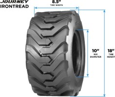 Tire - Journey IronTread Industrial, 18x8.50-10, 8 Ply, Tubeless - 40I1885J-1 - PBC3881EF1