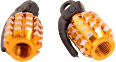 Valve Stem Caps - Gold Silver Grenades - 40A9040GD - PBC3551F1