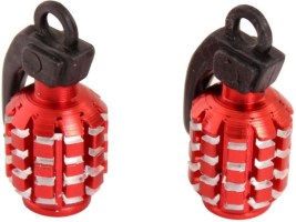 Valve Stem Caps - Red Silver Grenades - 40A9040RD - PBC3540F1