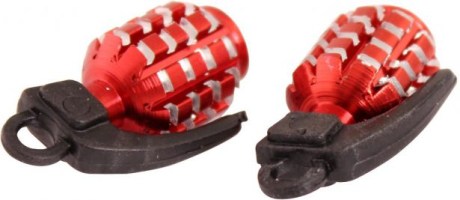 Valve Stem Caps - Red Silver Grenades - 40A9040RD - PBC3540F1